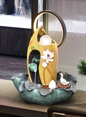 创意小型客厅循环流水装饰生财招财喷泉办公桌面送礼乔迁礼品