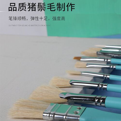 初写光年油画笔猪鬃水粉画笔扇形笔勾线笔刷子美术丙烯画笔全美术