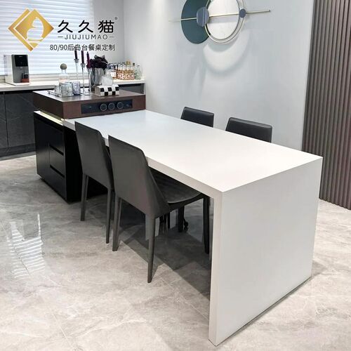 意式岩板岛台餐桌一体伸缩级加中导台成品