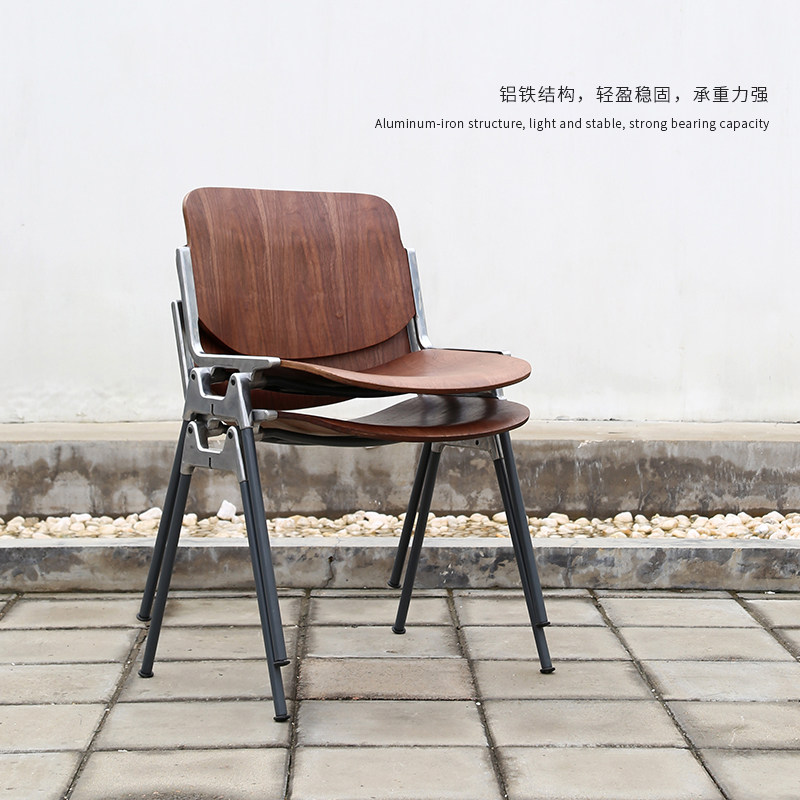 中古铁艺后现代休闲餐椅靠背软包实木饭店复古咖啡店