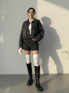 KJXV2026夏季新款时尚街头风小众潮流女百搭牛仔外套短裙两件套装