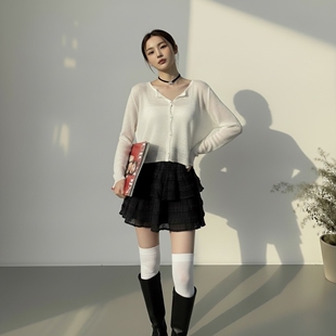 KJXV2026夏季新款时尚街头风小众潮流女薄款长袖个性透视针织衫