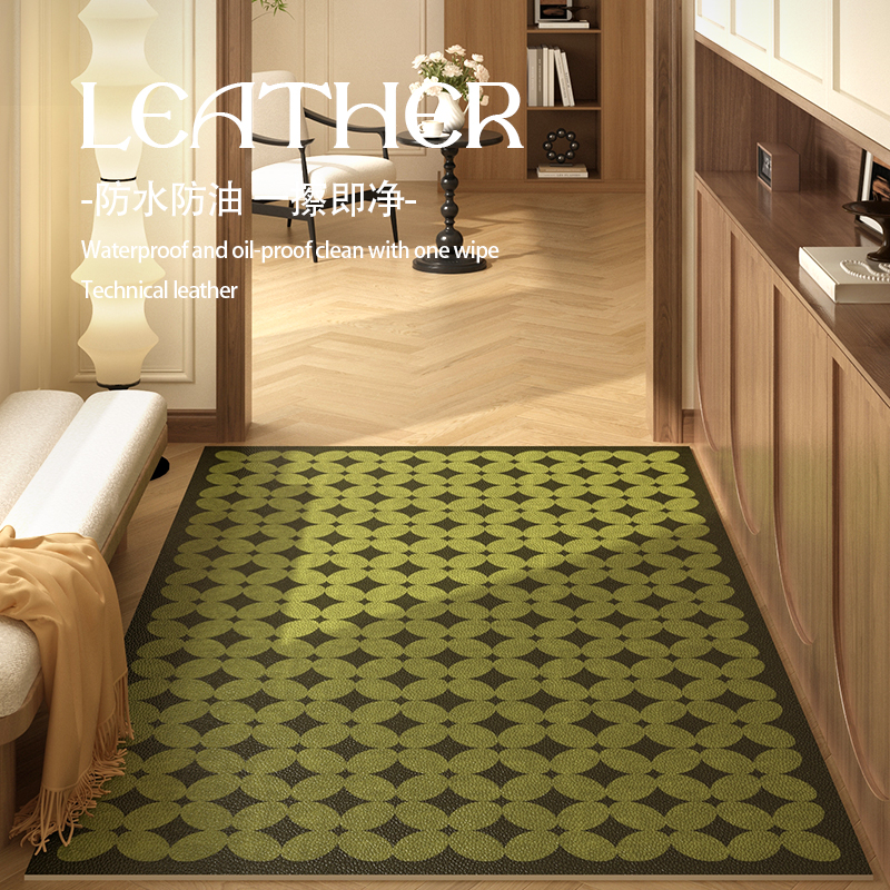 复古高级美拉德风入户地垫pvc家用防蹭耐磨防油防滑棕色竖版地毯