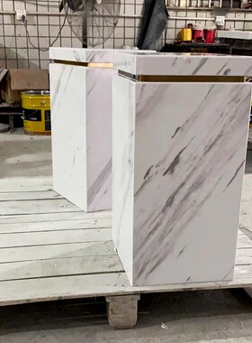 现代大理石雕塑台定制酒店会所样板房石头底座艺术品展台