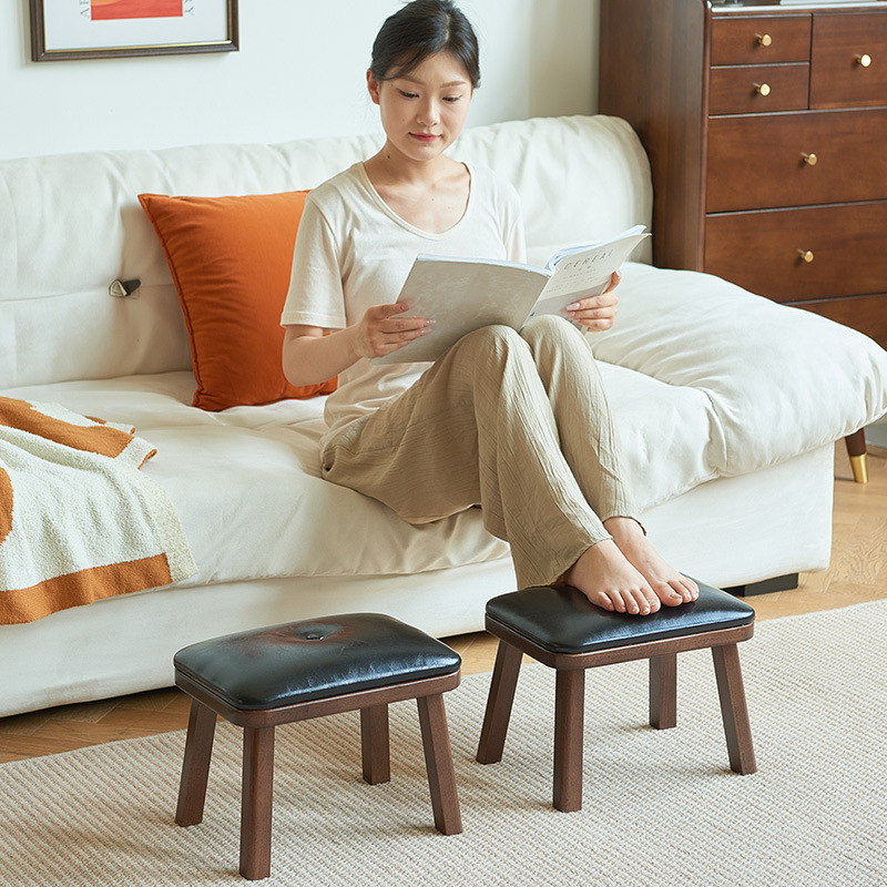 实木小家用软包矮凳门口换鞋凳客厅茶几沙发垫脚板凳木凳方凳