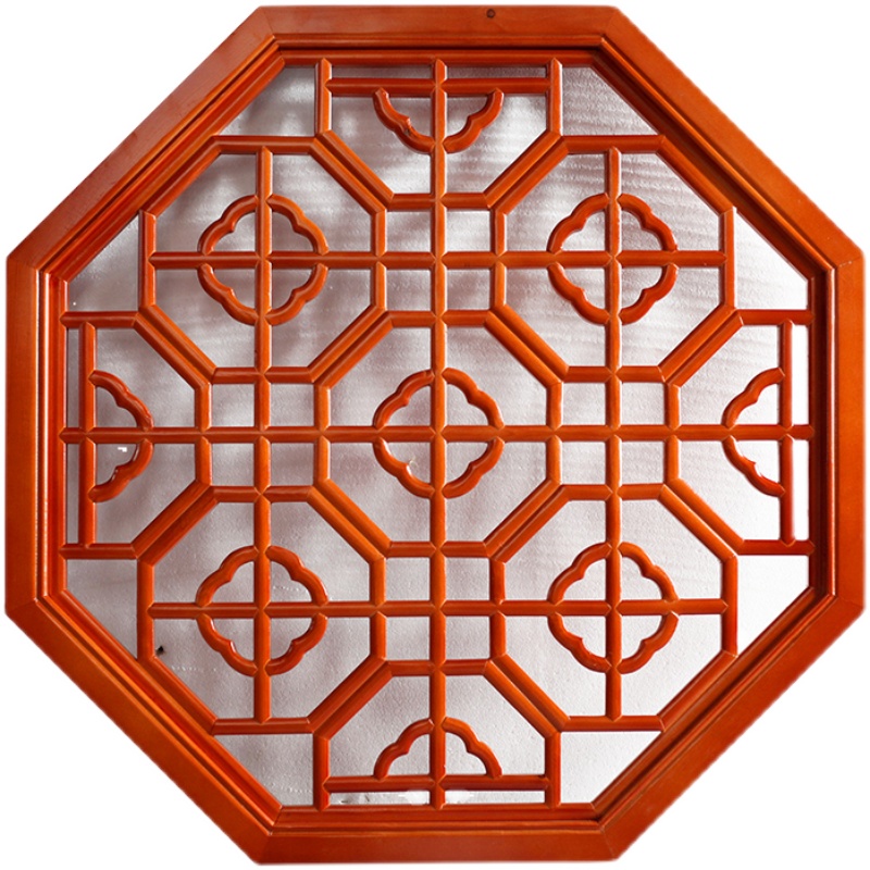 八角花格窗户东阳木雕仿古实木挂件中式装修吊顶隔断圆形花窗镂空