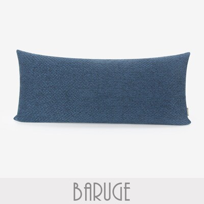 深蓝色棉麻长条枕质感布艺腰枕客厅沙发靠垫现代酒店装饰靠包