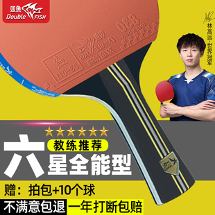 双鱼六星学校教练推荐乒乓球拍七九星单双拍成人小学生初学者专用