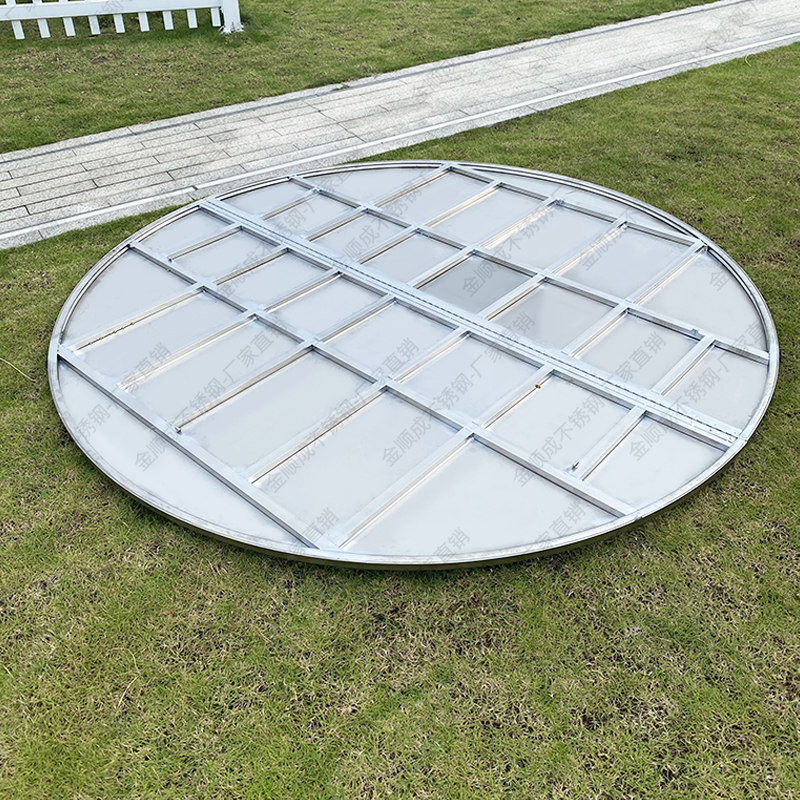 不锈钢大圆桌2.2米配米转盘酒店餐厅圆形桌子圆台桌面折叠餐桌