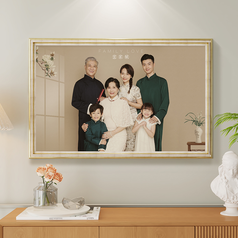 定制全家福照片冲印加相框挂墙婚纱照洗相片做成多宫格结婚照放大