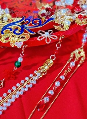 红色面团扇新娘结婚diy材料包中式秀禾喜扇重工婚礼扇子高级