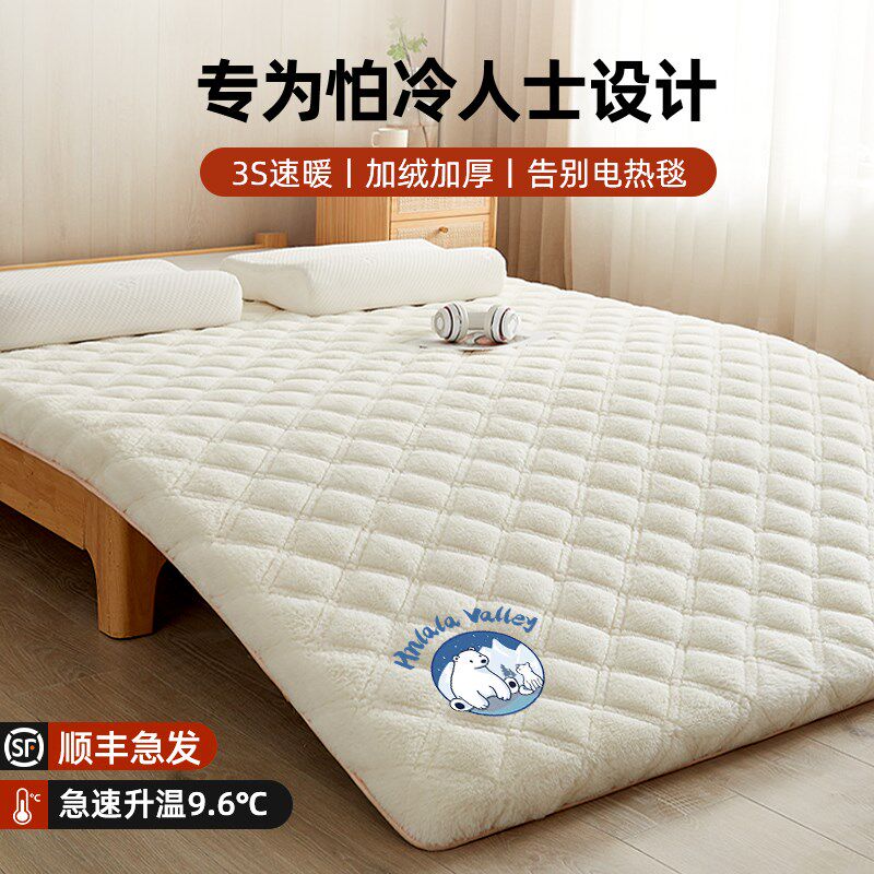 兔毛绒床垫软垫秋冬季加厚保暖学生宿舍单羊羔被褥加绒垫子