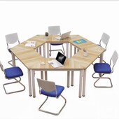 教室电脑桌六角六边形阅览层拼接课桌椅桌实验学生美术梯形