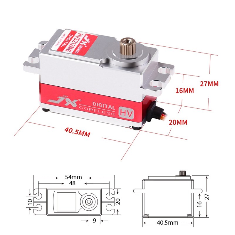 JX Servo/PDI-HV5212MG/12KG全金属齿外壳高压数字空心杯短身舵机
