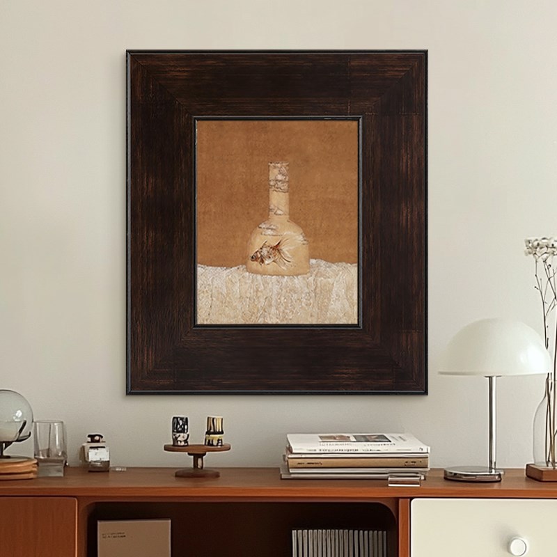《瓶鱼》法式中古客厅装饰画餐厅卧室挂画宋代美学餐边柜上方摆画