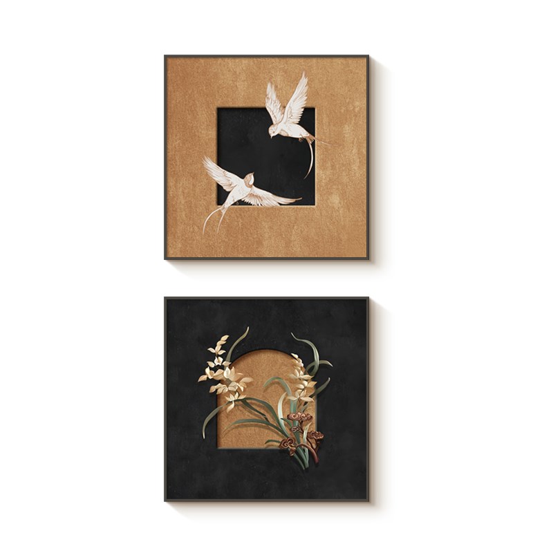 复古艺术客厅墙面装饰画法式中古卧室书房摆台画方形壁画玄关挂画图片