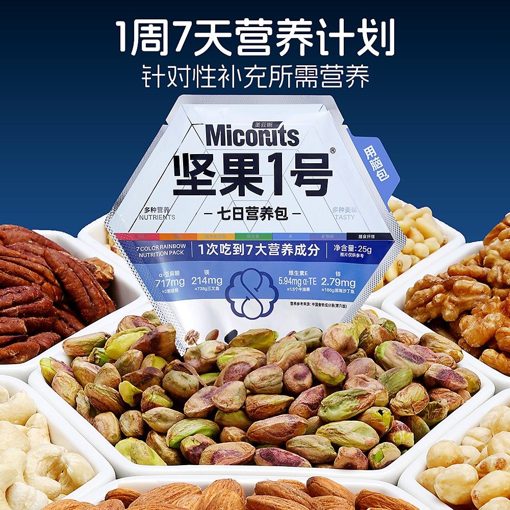 美荻斯坚果1号每日坚果7日营养包健康营养坚果零食,零食/坚果/特产,混合坚果,淘宝优惠券,粉丝福利购,淘宝优惠卷
