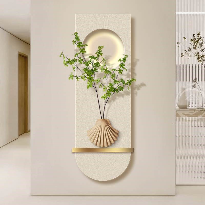 奶油风绿植玄关装饰画现代走廊过道高级感发光挂画立体砂岩壁灯画,家居饰品,氛围画/灯画,淘宝优惠券,粉丝福利购,淘宝优惠卷