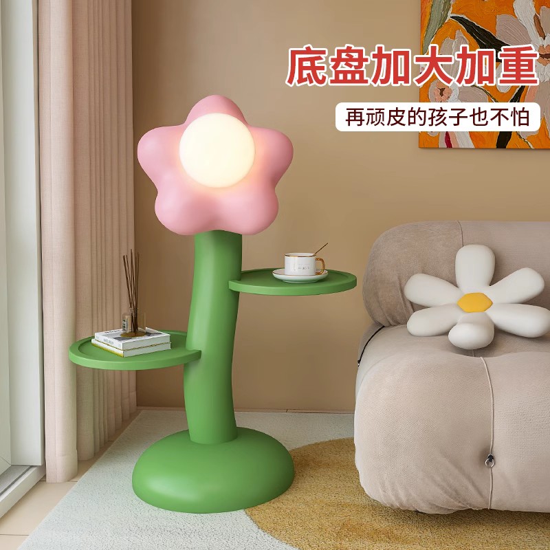 卡通可爱创意儿童床头柜卧室简约现代落地灯一体简易边几床边柜子