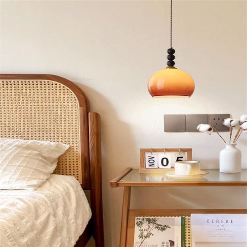 焦糖色小吊灯复古南洋风氛围感床头装饰灯布丁创意造型新款卧室灯