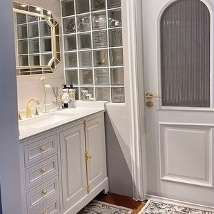 法式智能浴室柜定制落地洗手池台盆柜洗脸盆柜新款