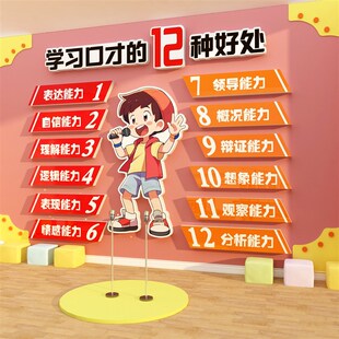 口才教室布置墙面装饰小舞台播音持培训班构文化背景纸画