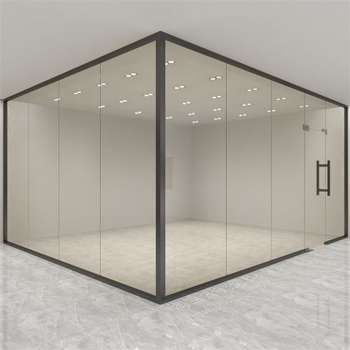 铝合金钢化磨砂灰茶超白玻璃隔断板墙深圳入户安装