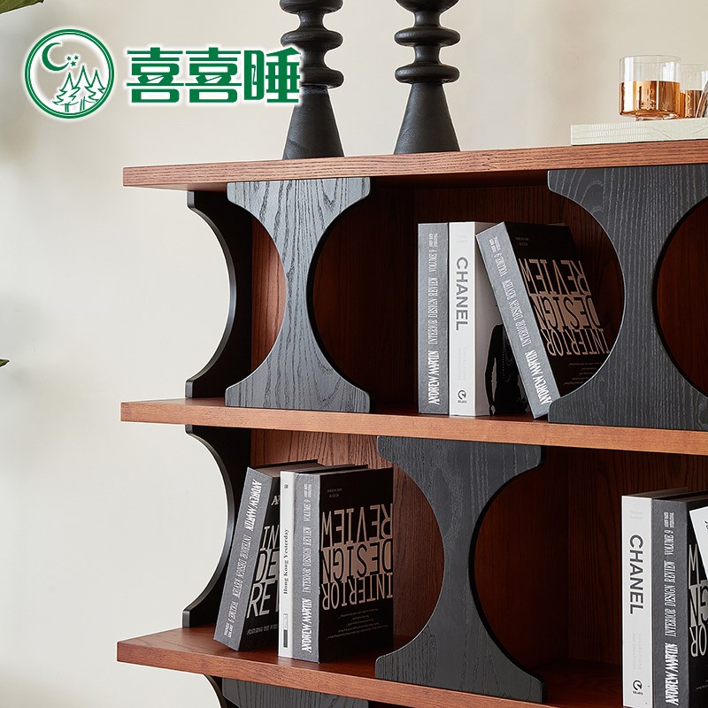 复古书架红橡木落地储物架异形柜收纳玄关架陈列架哈迪德组合书柜