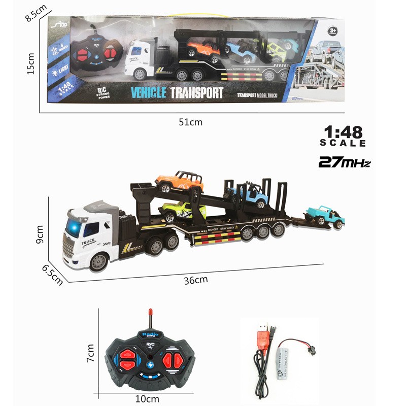 遥控平板车运输货柜运车重型半挂卡车工程汽车儿童充电动男孩