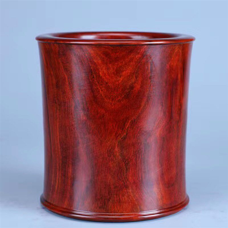 小叶紫檀笔筒复古毛笔筒办公桌中式红木雕刻书房礼品