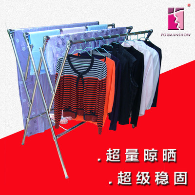 锈钢活动晾衣架室外晒被晒衣架落地伸缩折叠防风加厚大号带轮子