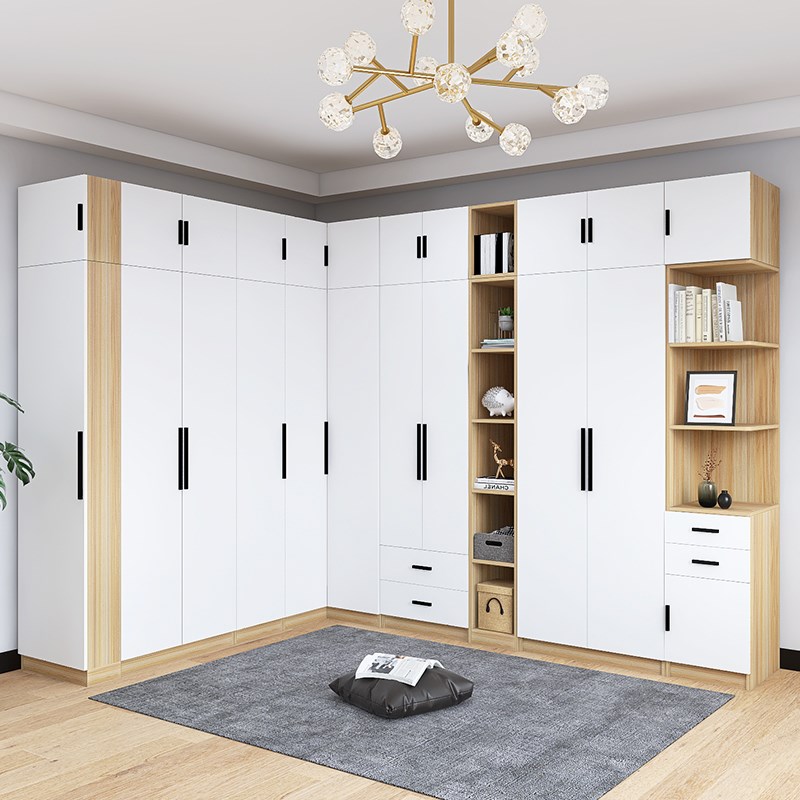 l型9度转角大家用卧室书桌一体小户型定制7字拐角衣橱柜