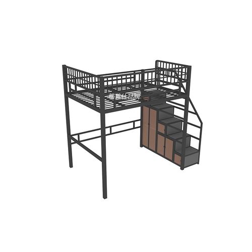 小户型电竞房铁艺高架床现代上床下桌架空床楼阁床电竞桌