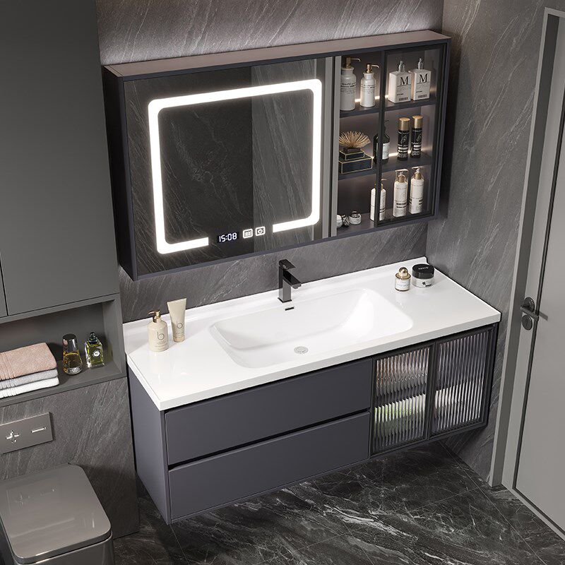 浴室柜陶瓷一体盆实木智能洗手洗脸台盆柜落地式洗漱台