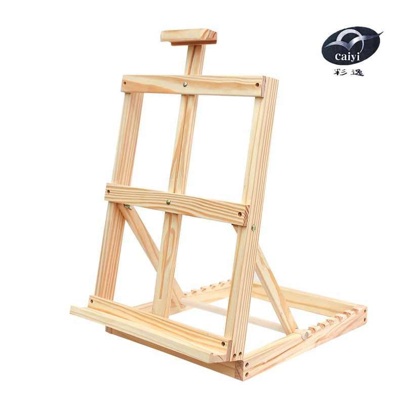 彩逸桌面台式画架画板榉木制展示广告架折叠写生素描油画架美术生