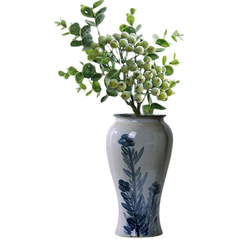 手绘青花瓷陶瓷花瓶花器干花水养鲜花复古中式客厅玄关摆件插花器