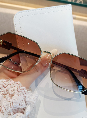 跨境新款M家多边形太阳镜个性复古潮流字母遮阳墨镜女ins网红眼镜