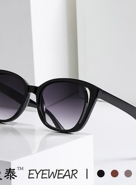 新款镂空猫眼太阳镜双层果冻色欧美时尚潮流眼镜跨境网红街拍墨镜