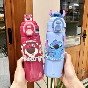 史迪仔水杯女生高颜值可爱儿童保温杯2025新款学生日礼物双饮杯子