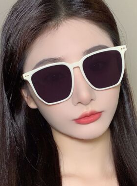 2023新款腮红眼镜 小红书网红同款渐变色茶色墨镜 黑框偏光太阳镜