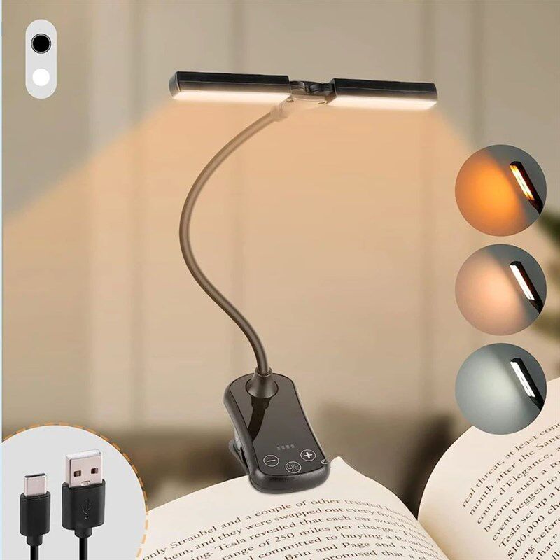 Dual Heads 14 LED Touch Control Reading Light with 3 Colors&