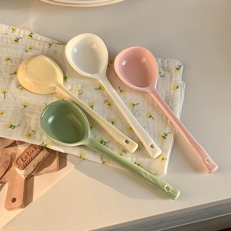 螺蛳粉汤勺ins风手捏不规则日式陶瓷勺子高颜值家用喝汤长柄饭勺