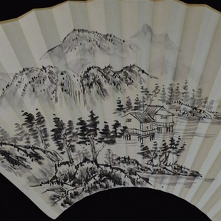 9寸9.寸方手绘扇面国画山水苏工超薄扇面反面空白免费用题字