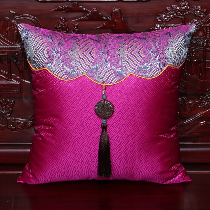 艺必旭 中式古典沙发田园流苏靠垫靠背 抱枕办公室靠枕创意靠包