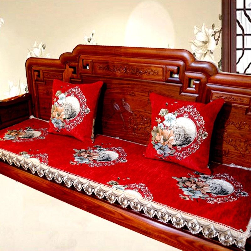 四季通用盖布红木家具沙发坐垫防滑薄款冬夏中式实木沙发垫子巾