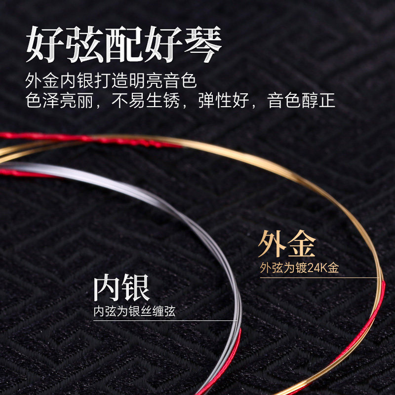 镀金二胡琴弦外金内银丝缠绕演奏二胡弦重合鸣内外弦弦