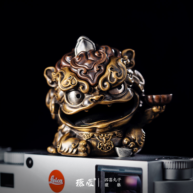 四喜丸子貔貅丨琢匠铜皮丘手把件家居办公室桌面招财装饰客厅