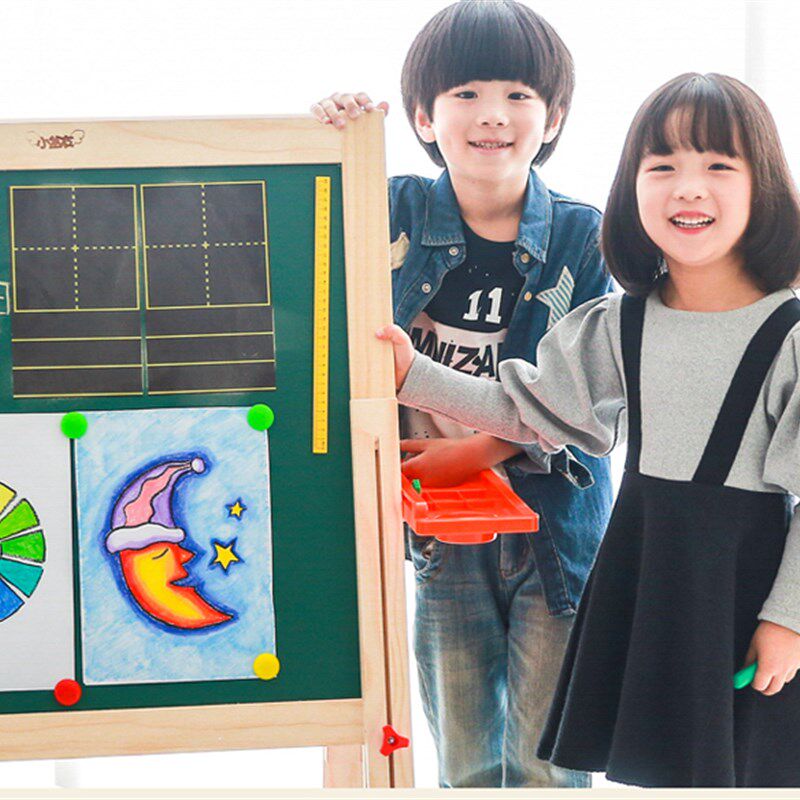 尘超大号儿童画板学生学习黑板木制升降支架教学宝宝画画架