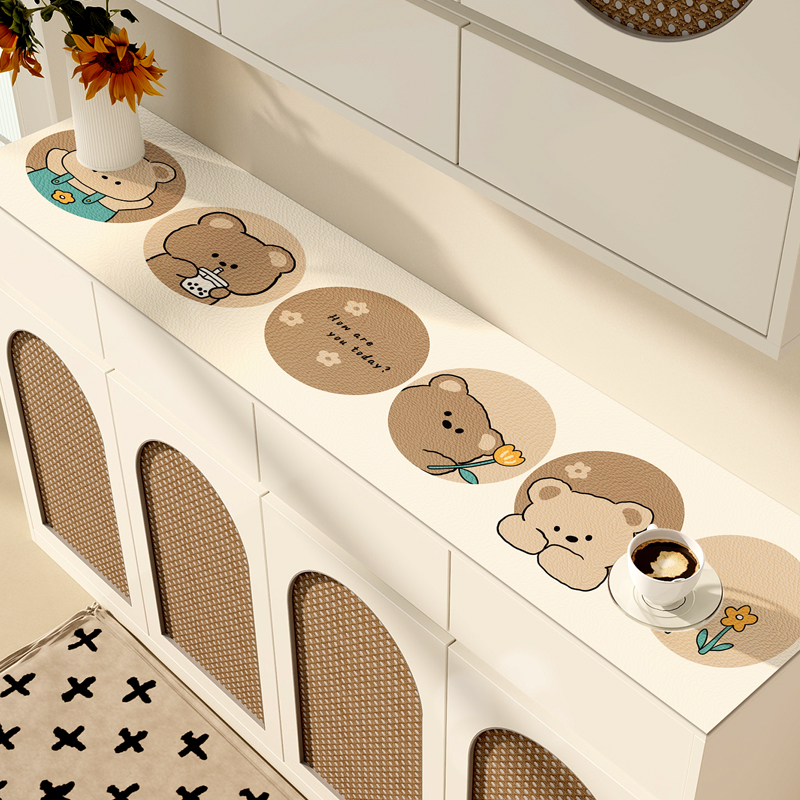 卡通有趣玄关柜餐边柜垫爱动物桌垫温馨奶油风电视柜茶几保护垫