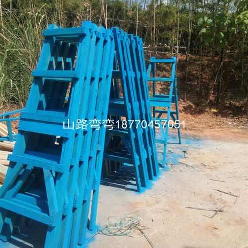 建筑工地实木字梯水电修走梯墙墙布石线帘安梯子